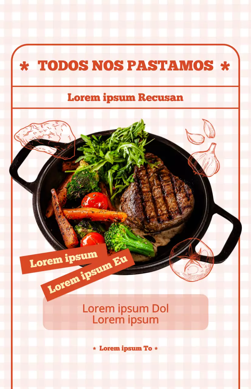 Bandera de promoción del menú de formulario con un bonito fondo a cuadros rojos