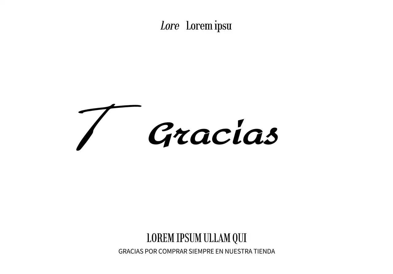 Diseño de tarjeta de agradecimiento a un cliente de un centro comercial con letra garabateada en negro