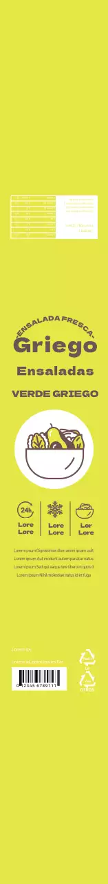 Fiambrera de ensalada verde lima con iconos sencillos