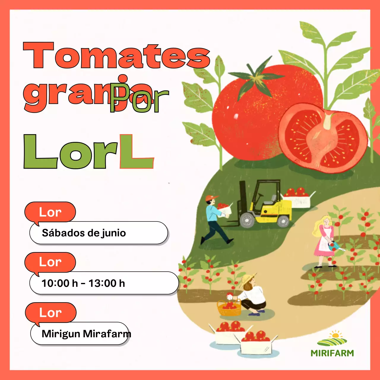 Presentamos la experiencia de la granja de tomates ilustrada con naranjas