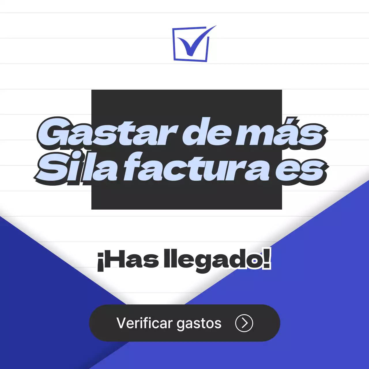 Factura de gastos excesivos en azul y negro