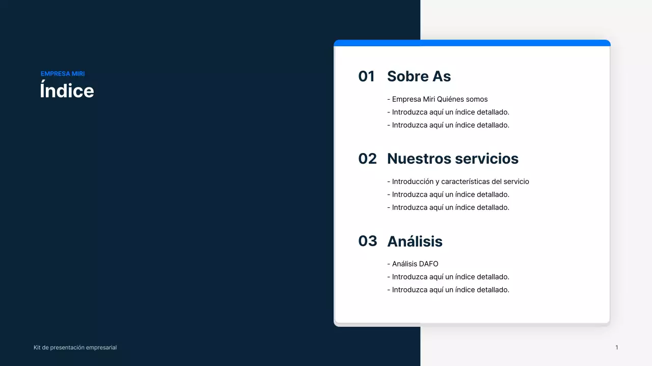 Material comercial sencillo en azul y gris