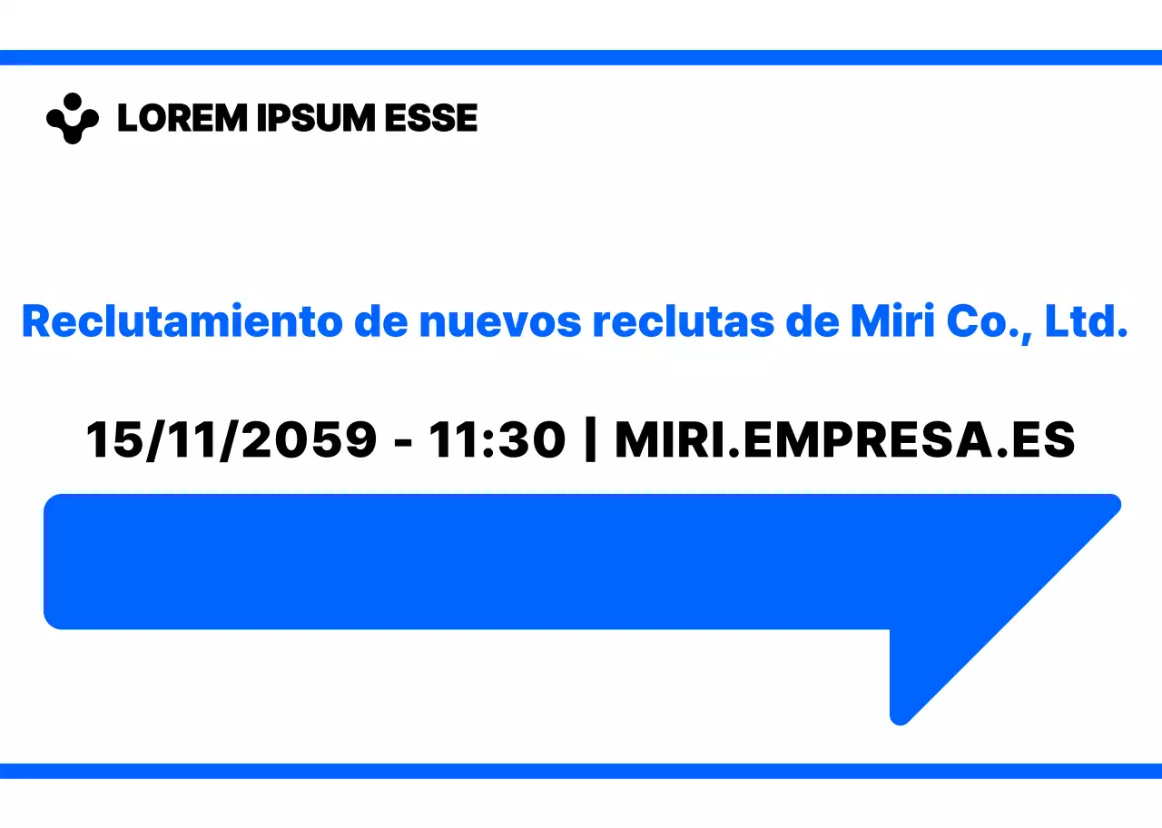 Azul y blanco simples iconos modernos flecha y frases de texto estilo de diseño Direcciones a la entrevista de nueva contratación