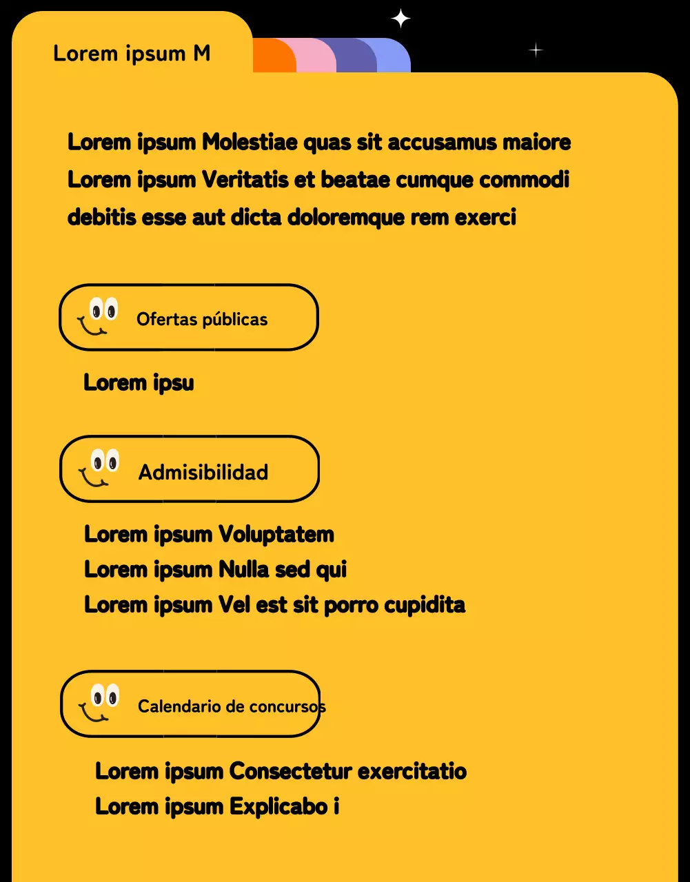 Simpático concurso de contenidos breves con coloridas formas e ilustraciones