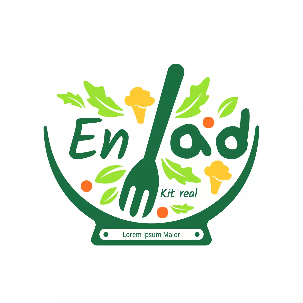 Ensalada sencilla verde y blanca estilo ilustración con información sobre el nombre de los alimentos