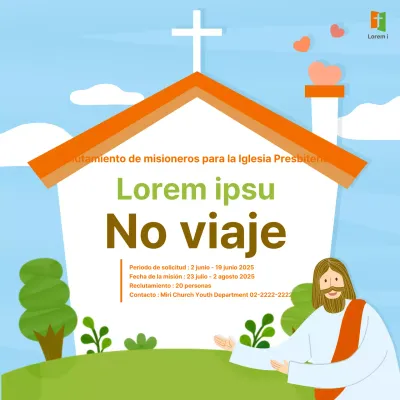Promover viajes de visión misionera a corto plazo con el telón de fondo del edificio de la iglesia.