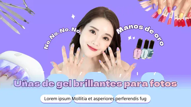 Tema Gelnail con degradado malva y concepto de imagen fotorrealista