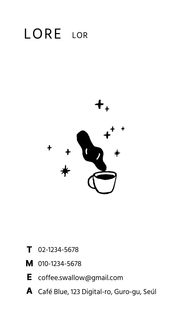 Tarjetas de visita para cafeterías con ilustraciones de café dibujadas a mano