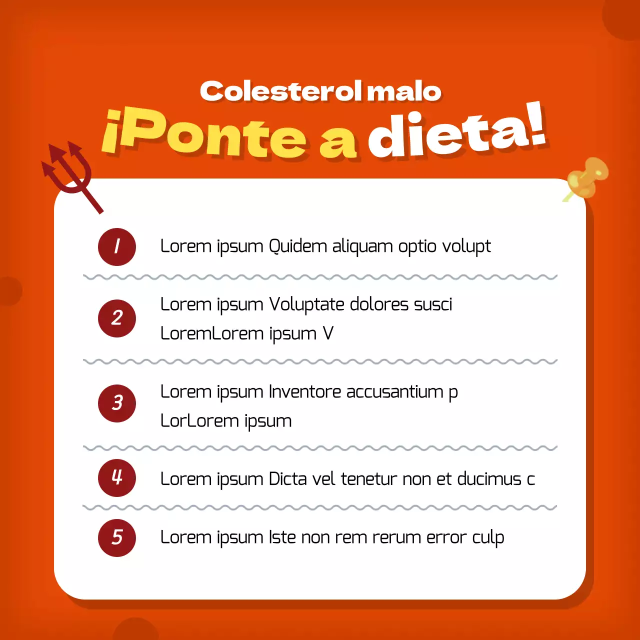 Explique su información sobre el colesterol en bonitos colores naranja y rojo