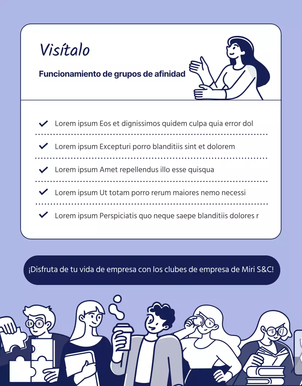 Ilustración de un entorno de cotrabajo morado y amarillo