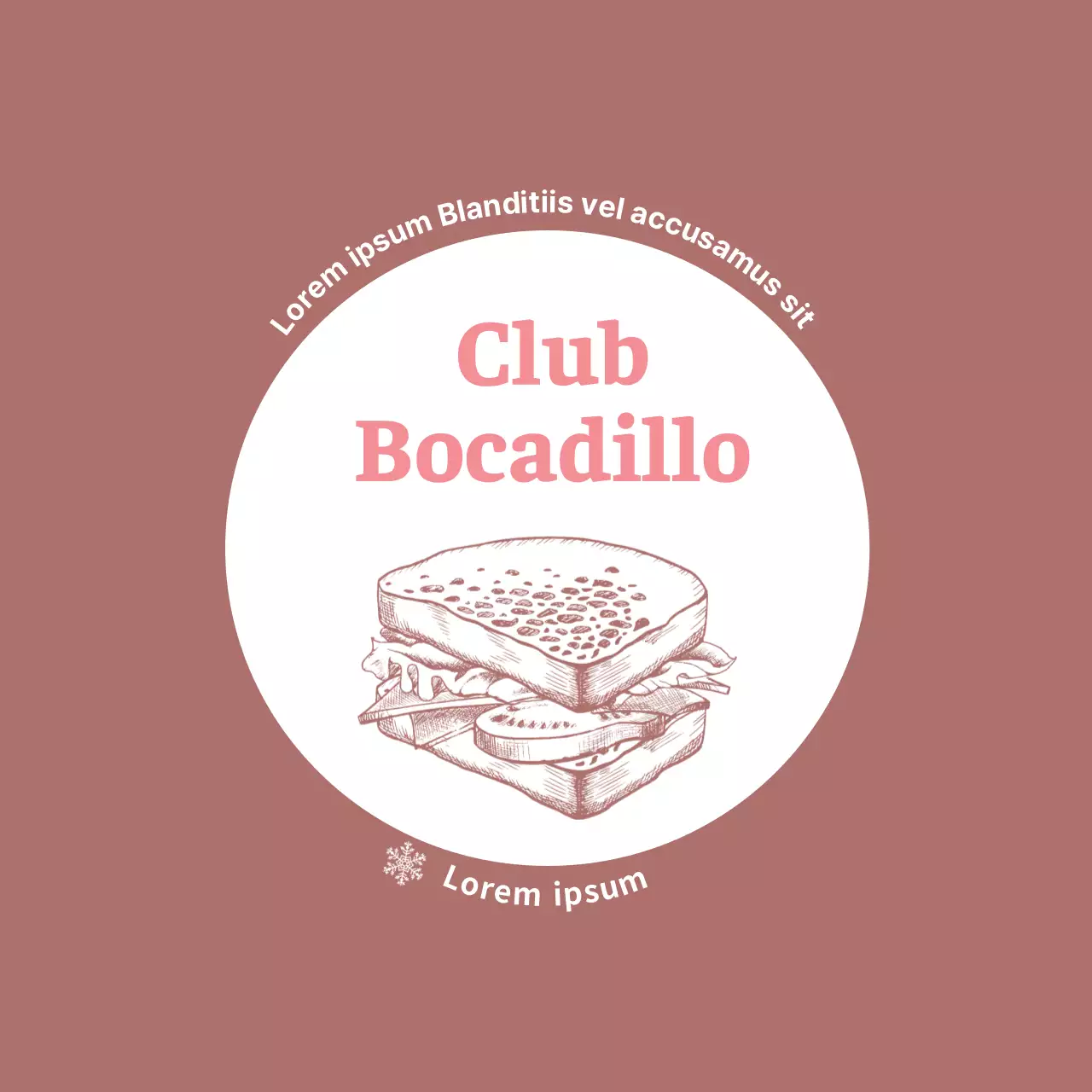 Rosa ilustración etiqueta de sándwich de alimentos de la vendimia