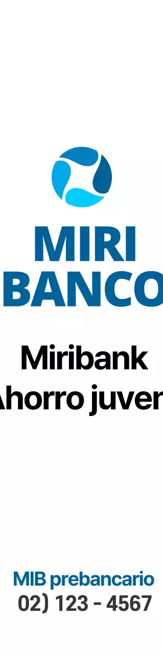 Promocional con un sencillo logotipo bancario azul-negro