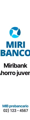 Promocional con un sencillo logotipo bancario azul-negro