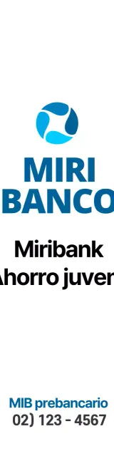 Promocional con un sencillo logotipo bancario azul-negro
