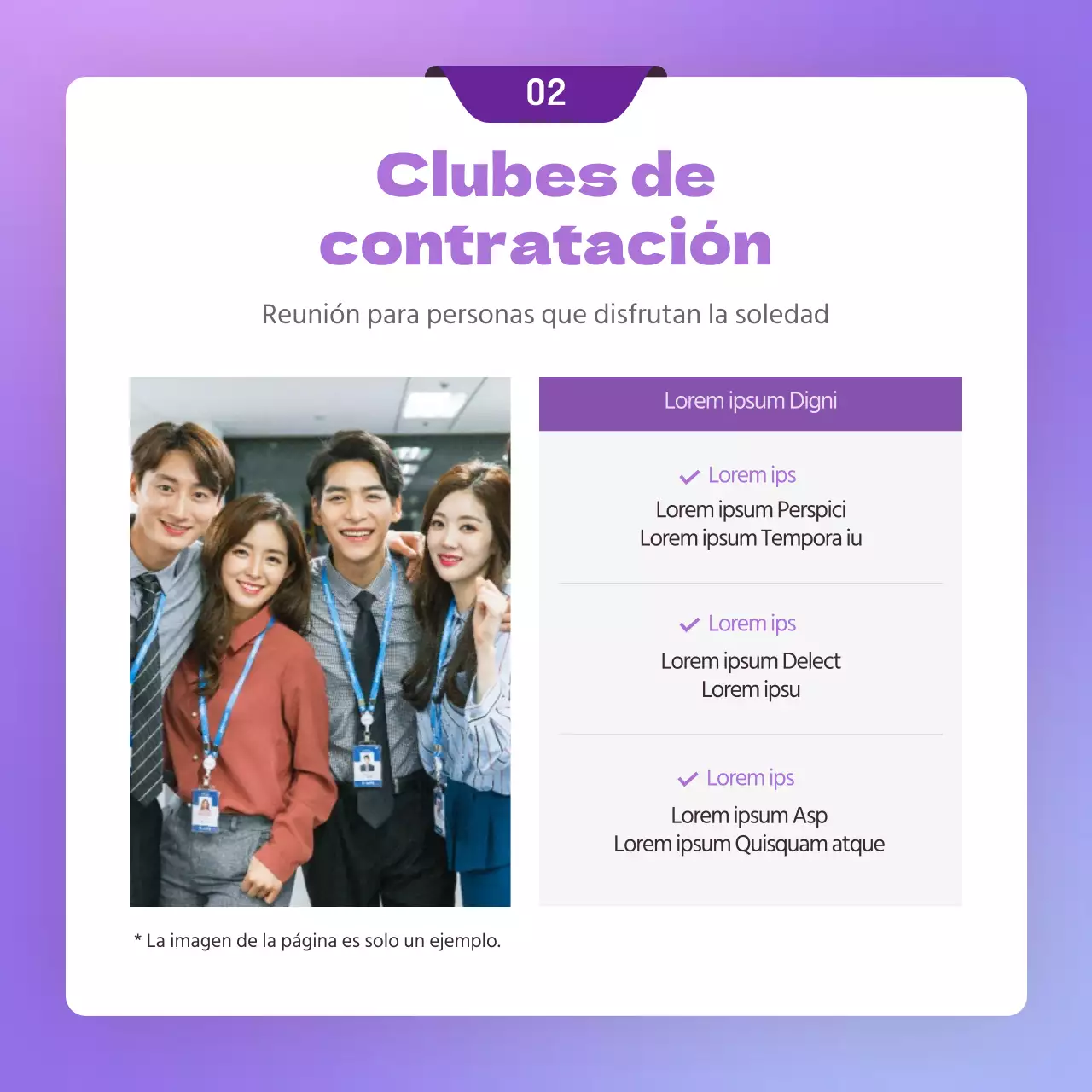 Anunciar un club de empresa con un concepto de invitación púrpura