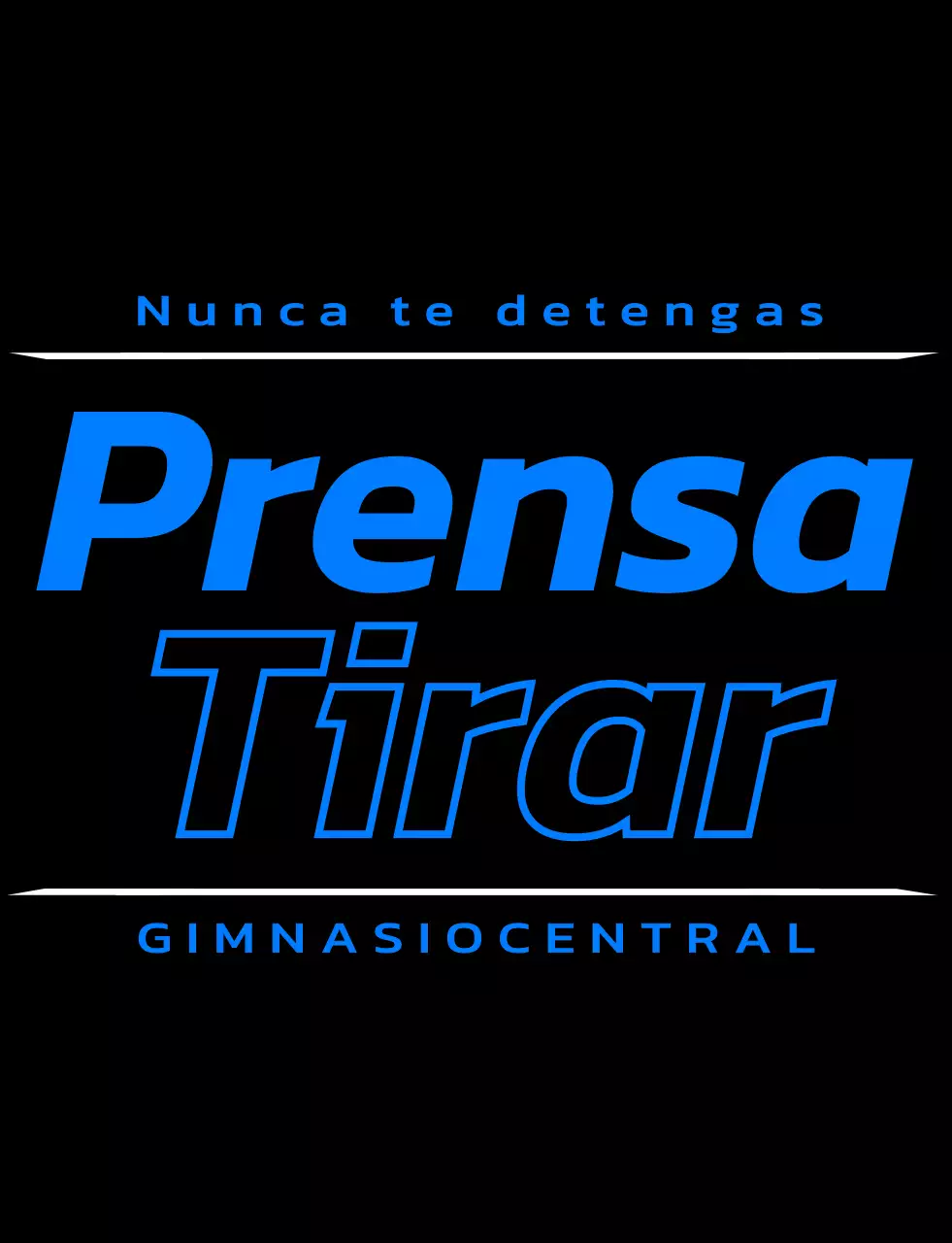 Un diseño exclusivo para socios con el logotipo del gimnasio en azul y negro y texto relacionado con el entrenamiento.