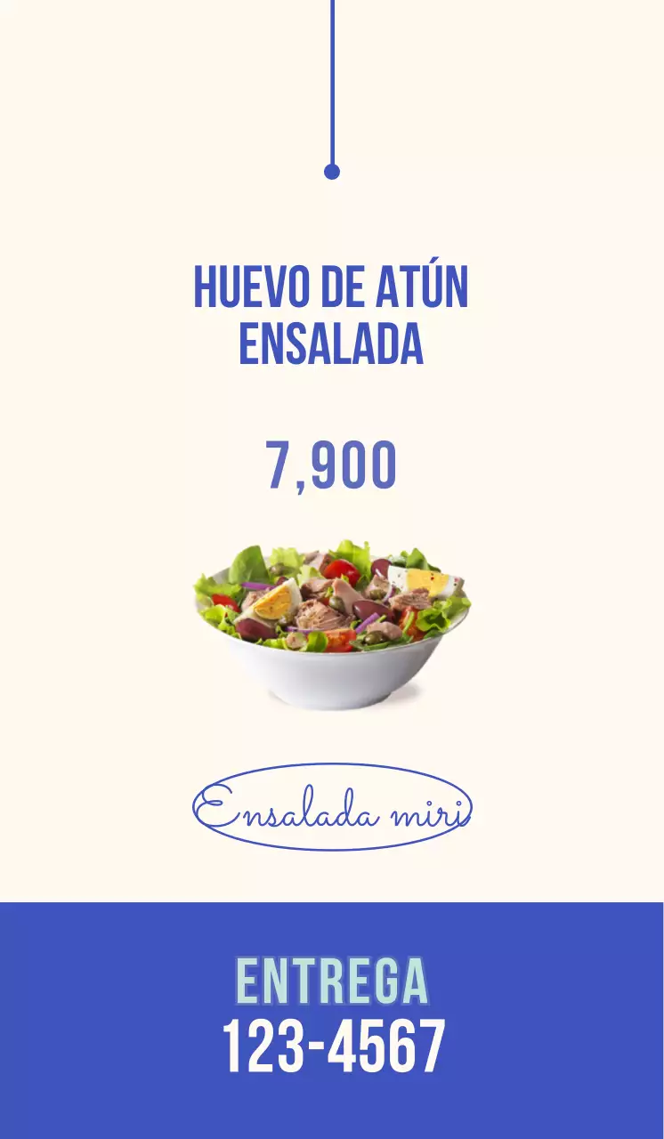 Promocionar un restaurante de ensaladas con un estilo emocional en azul