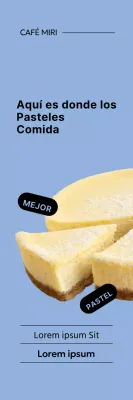 Promocione un sencillo menú de tarta de queso con fondo azul claro