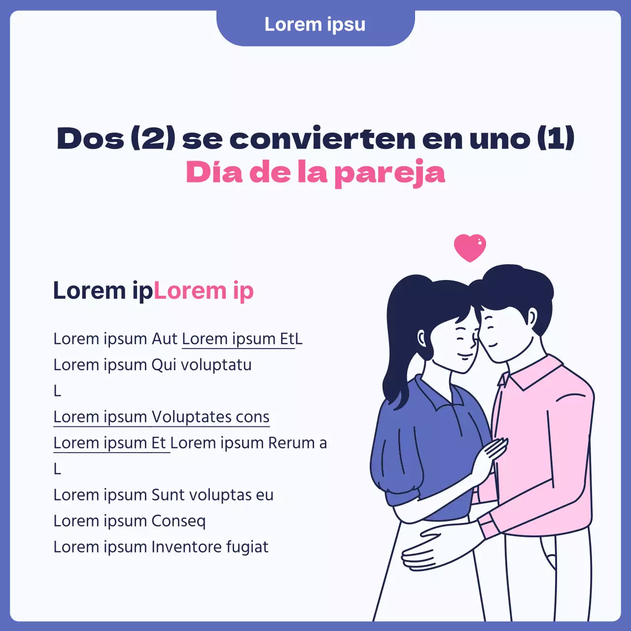 Un anuncio de una bonita clínica de psicoterapia para parejas rosa y azul.