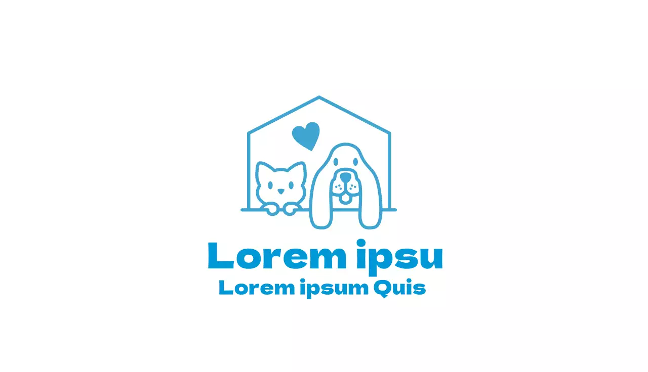 Azul ilustración logotipo lindo hospital de animales