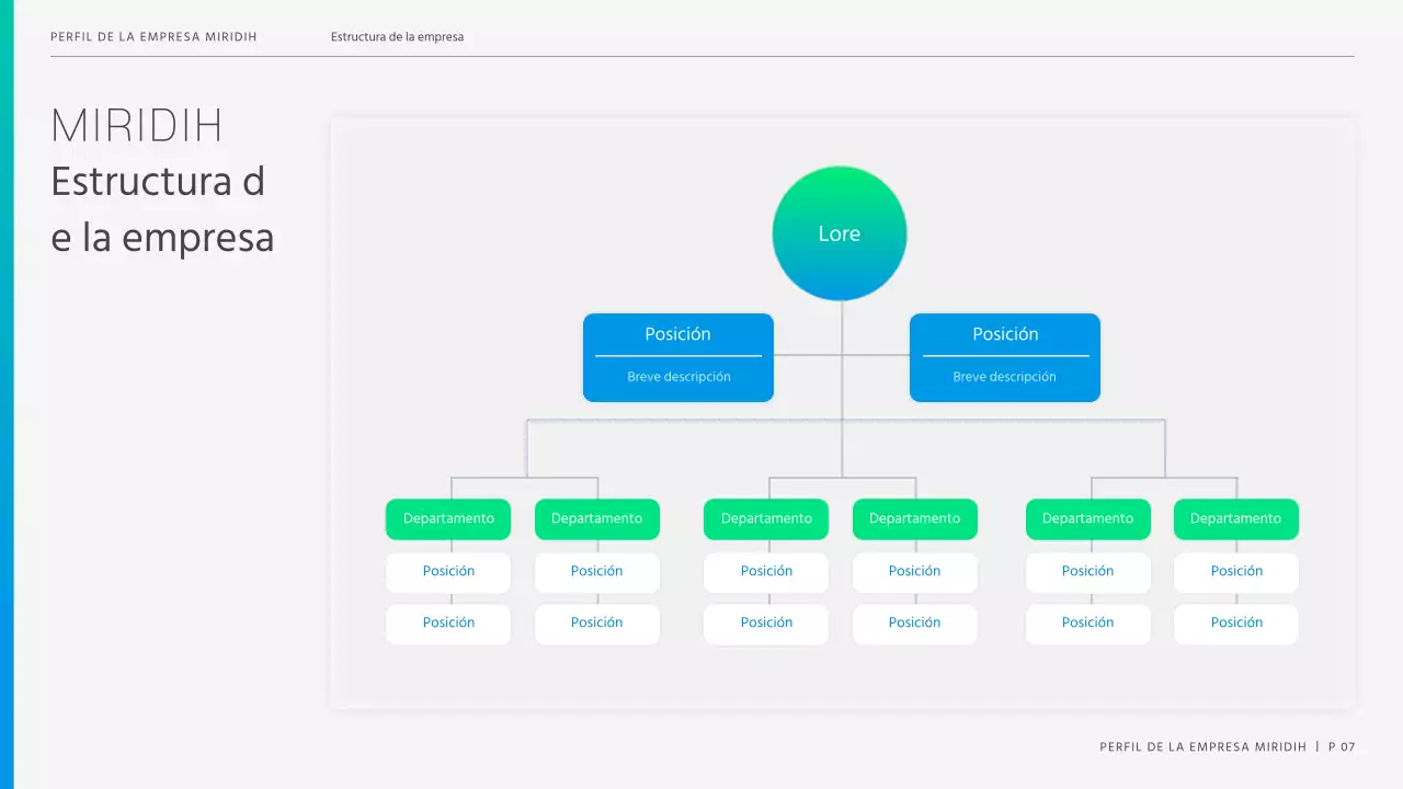 Una moderna carta de empresa en azul y chartreuse