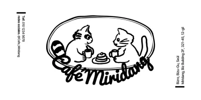 Lindo mapache y gato ilustración emblema logo estilo de información y servicios de café