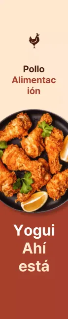 Pollo medio de promoción sobre fondo marrón, marfil