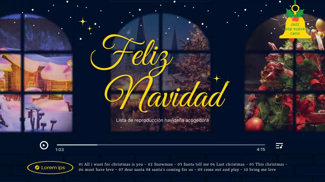 Una miniatura de lista de reproducción con un profundo aire navideño en azul marino