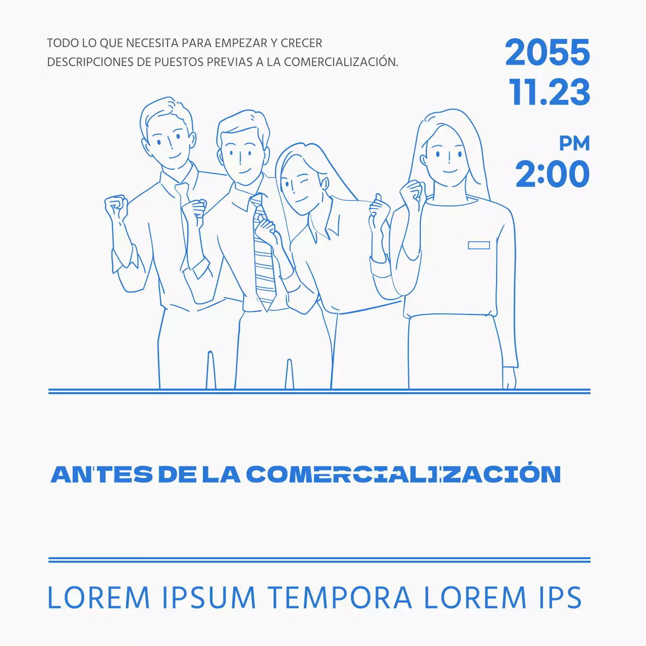 Ilustración de línea en color de punto azul descripción del trabajo