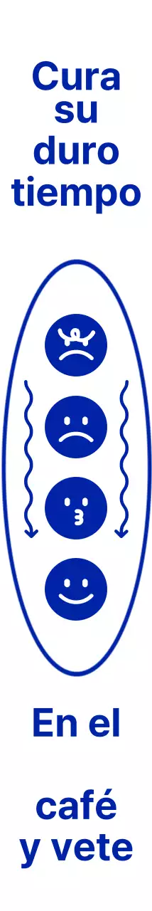 Azul marino, limpio y simple combinación de emoji y frase de texto estilo café