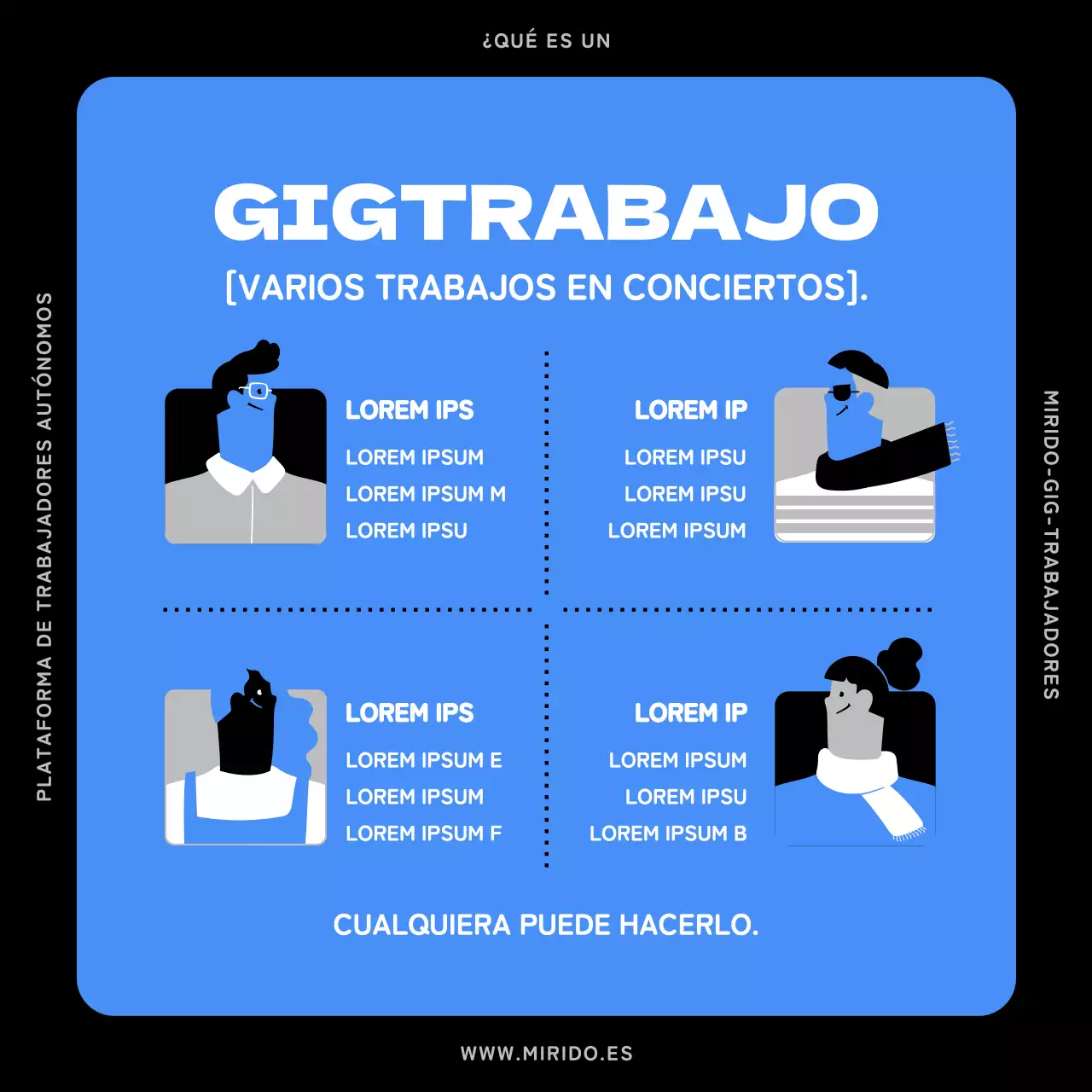 Ilustración de personas azules y negras Presentación de gigworkers