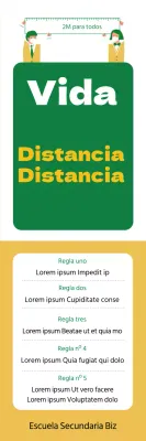 Verde amarillo simpático estudiante ilustración Guía del distanciamiento en la vida cotidiana