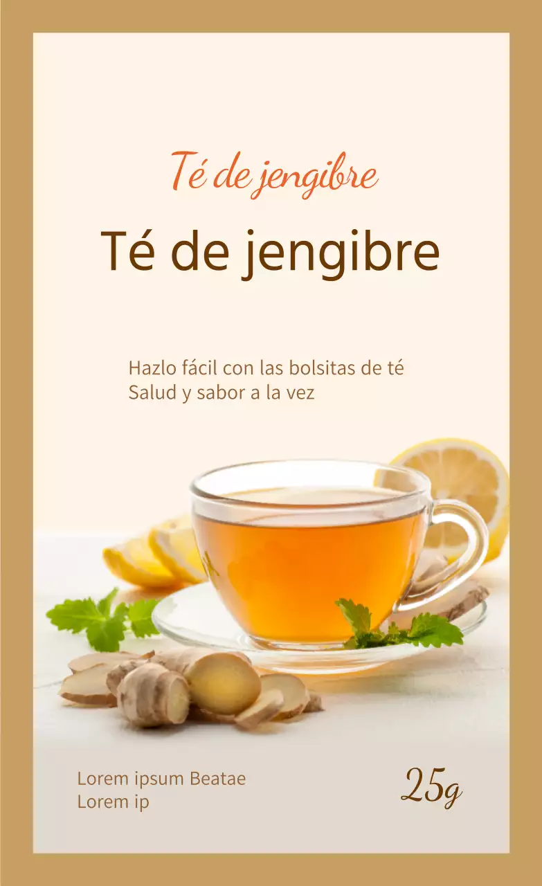 Etiqueta adhesiva de bebida saludable cálida y sencilla en tonos beige