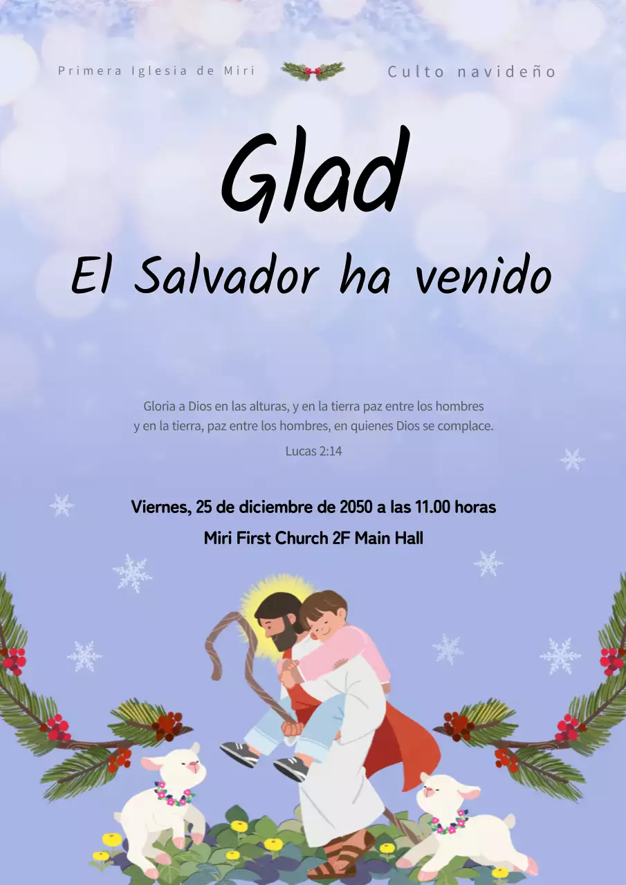 Azul claro Ilustración cálida Navidad Servicio Anuncio Web Cartel Retrato