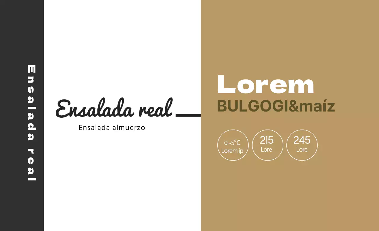 Etiqueta alimentaria ilustrada ensalada beige negro