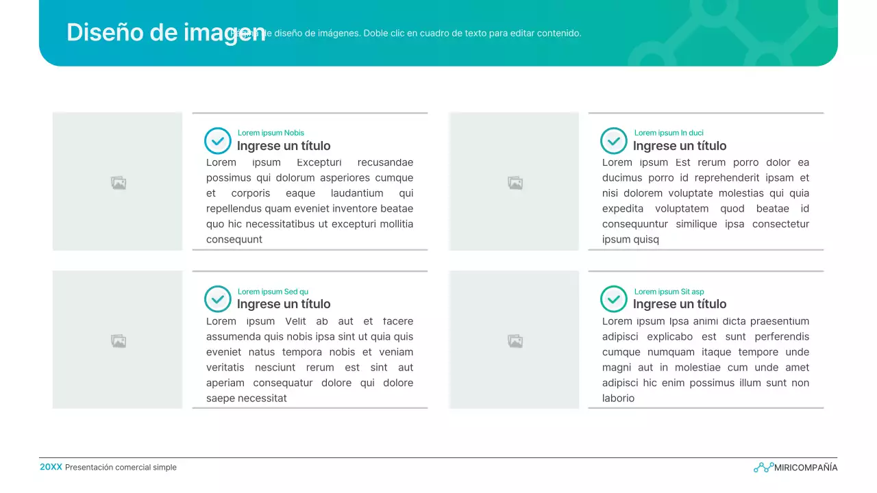 Presentación empresarial con degradado sencillo en azul claro y verde