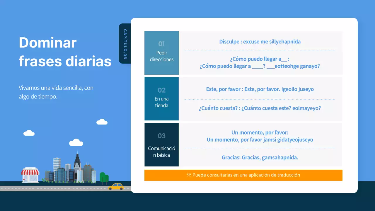 Guía de viaje de Corea del Sur ilustrada en azul y azul marino