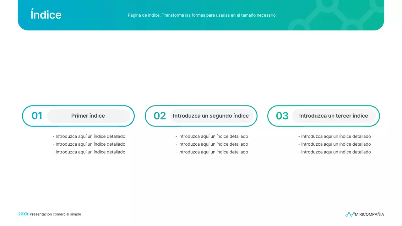 Presentación empresarial con degradado sencillo en azul claro y verde