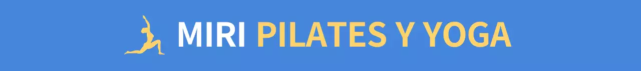 Logotipo con un sencillo símbolo de yoga en azul claro y amarillo para promocionar y vender Pilates