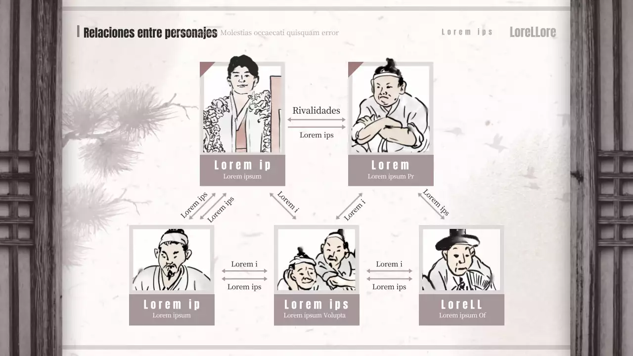 Marrón y beige orientalización concepto sagas lucha libre webtoon propuesta