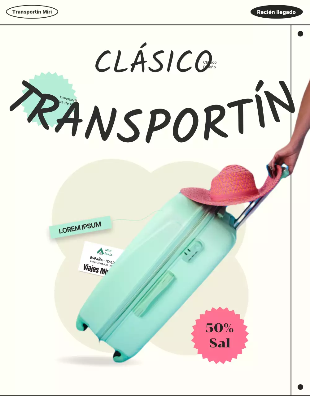 Promocione el equipaje de vacaciones con líneas sencillas y mentoladas