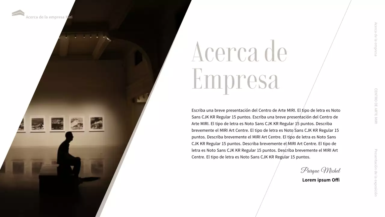 Una introducción a una lujosa exposición museística en negro y beige