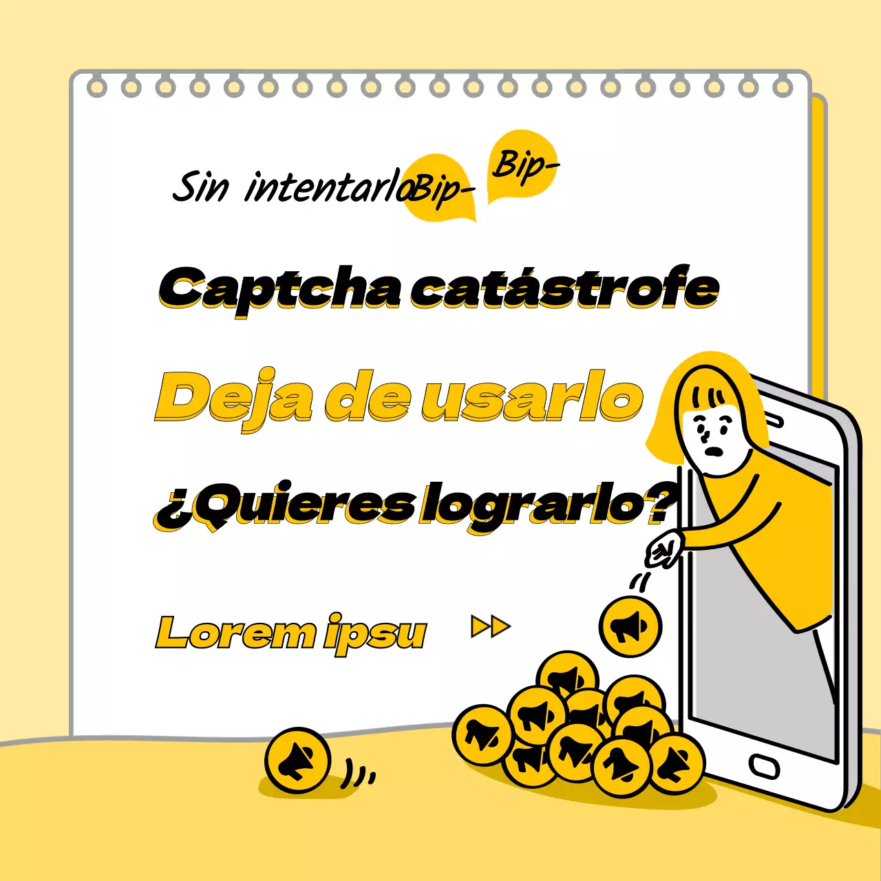 Ilustración dibujada a mano en amarillo de un texto sobre seguridad en caso de catástrofe con información