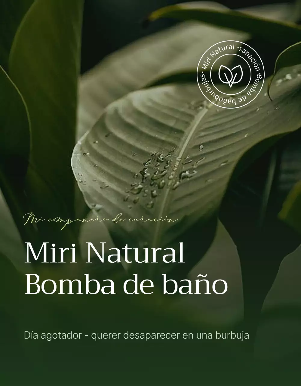 Página de venta de bombas de baño de aspecto natural con palmeras verdes