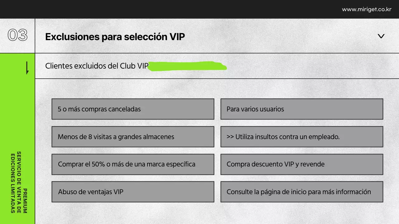 Presentación de los beneficios VIP de los grandes almacenes en blanco y negro y verde lima