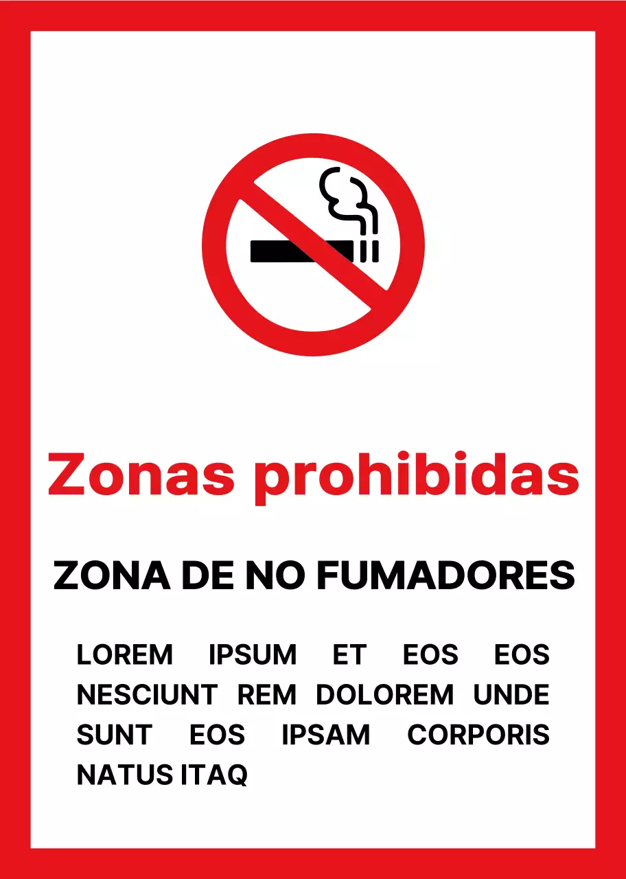 Rojo y negro Alineación básica simple del texto Estilo de diseño Sin información sobre fumadores