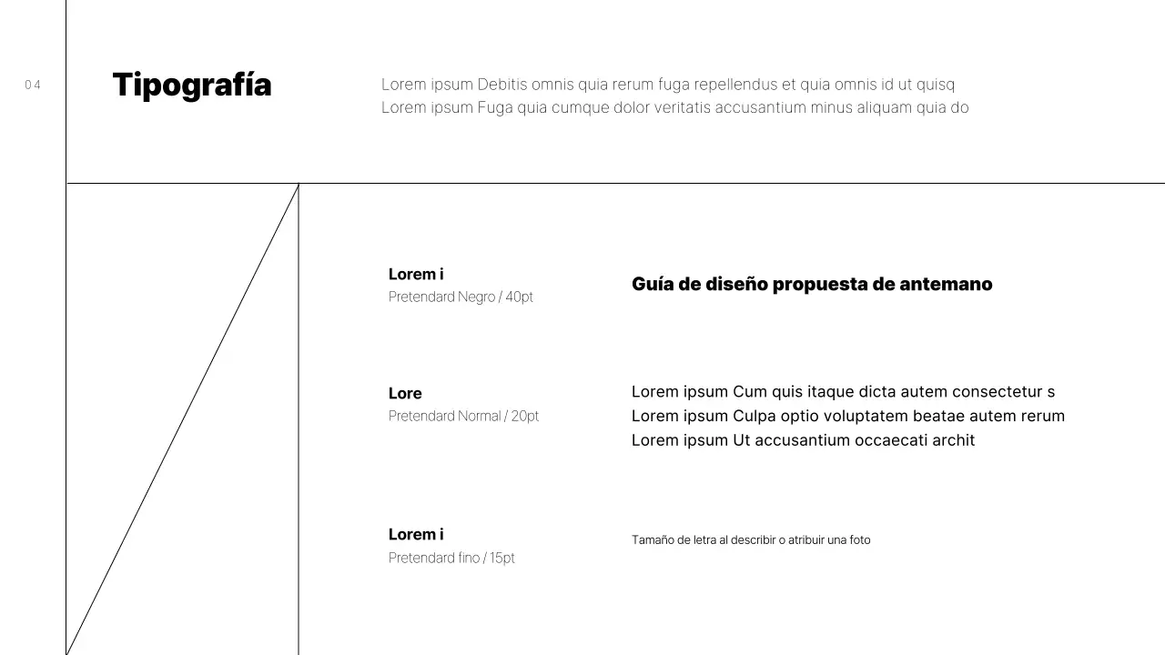 Propuesta de guía de diseño de marca sencilla con líneas negras