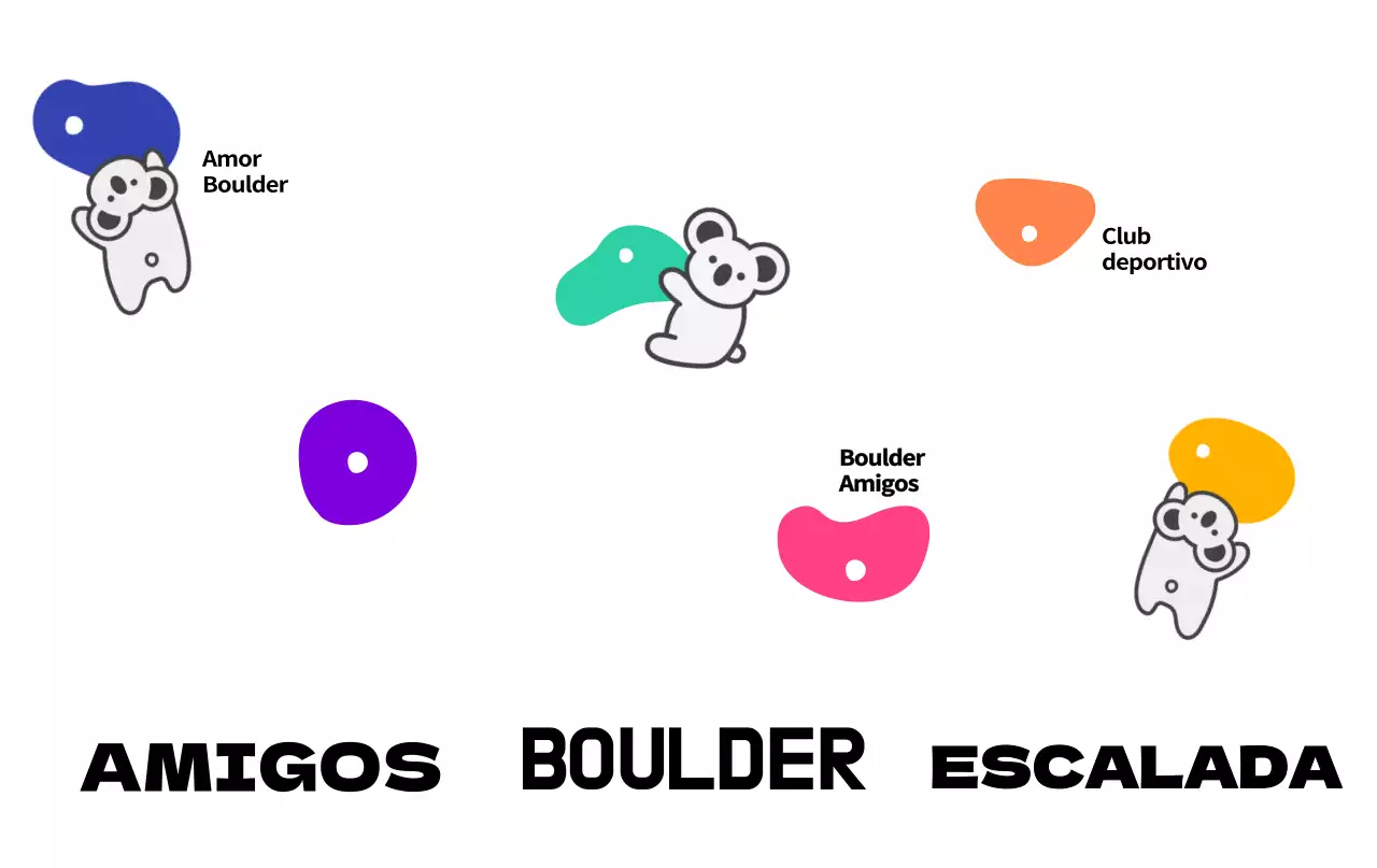 Un sencillo y simpático club de escalada con coloridos koalas