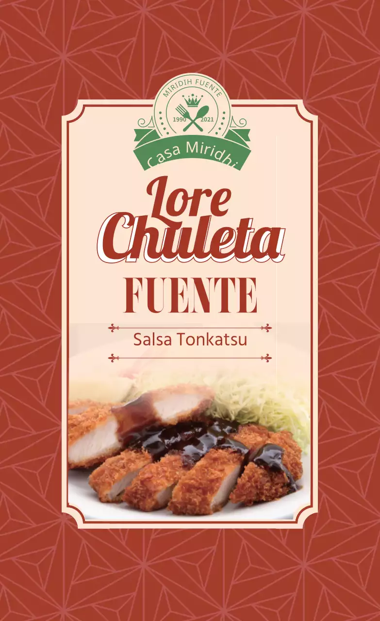 Foto roja etiqueta vintage de salsa tonkatsu