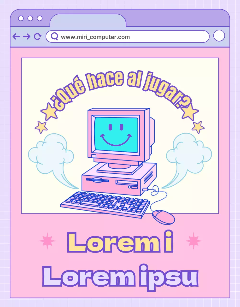 Promover las clases de informática con un concepto de sitio web rosa y morado